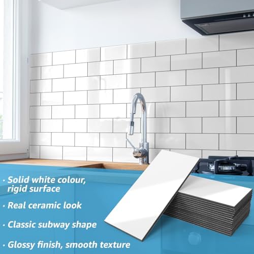 Art3d 102-Pack Peel and Stick Backsplash on Subway Tile, Glossy White - Image 4