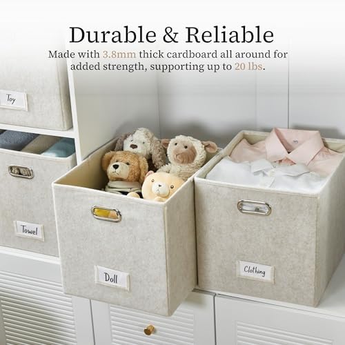 DECOMOMO Felt Storage Bins, 13x15x13 Storage Cube Bins with Labels - Image 5
