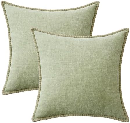 MIULEE Decorative Couch Throw Pillow Covers 16x16 Inch Light Green 2 Pack - Image 6