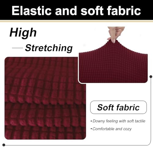 U-NICE HOME 3 Pieces Stretch Loveseat Couch Cover, Burgundy - Image 6