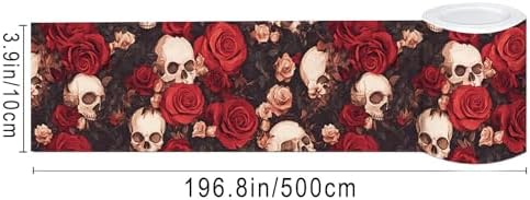 IVN Wallpaper Border Peel and Stick Wall Skull and Rose Floral 4x196 Inch | Wall Trim Self Adhesive Borders for Walls Mirror Border Frame Accent Strip for Bedroom Kitchen LivingRoom Decor - Image 3