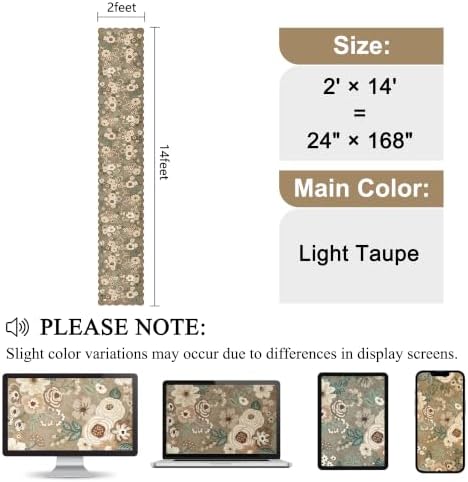 DUKINO 2x14 Hallway Runner Rug, Floral Washable Kitchen Rug, Light Taupe - Image 2