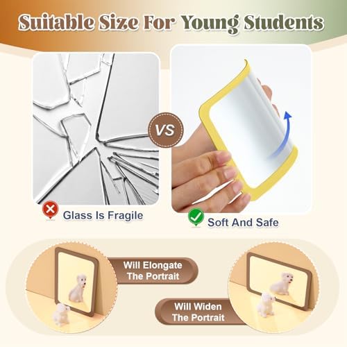 Dandat 30 Pcs 6x4 Shatter Proof Unbreakable Kids Mirrors, Earth Color - Image 3