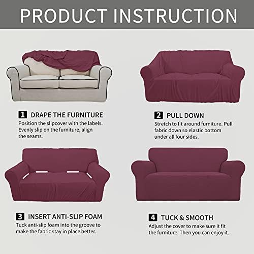 Easy-Going Stretch Oversized Loveseat Couch Covers Washable ASH Rose - Image 6