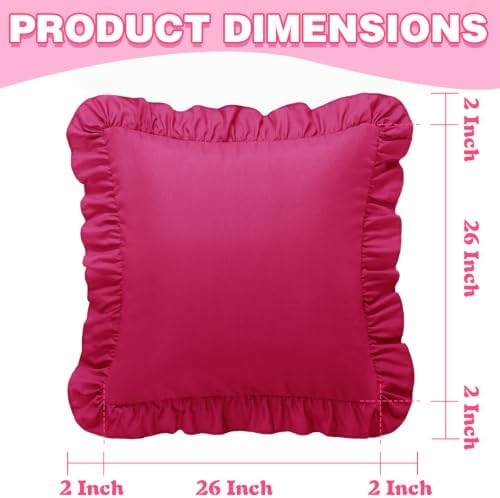 KKJIAF 2 Pack Ruffle Pillow Cases 26x26 Inches, Hot Pink - Image 3