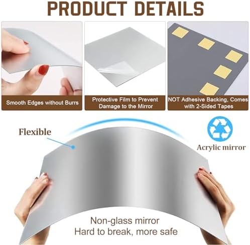 14 x 12'' x 1Pcs Acrylic Mirror Sheets for Wall Decor, 2.5mm Thick - Image 3