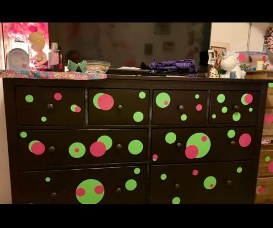 Lime Green Polka Dot Wall Stickers, Girls Room Wall Decor Decals, Wall Dots, Vinyl Circle Peel & Stick DIY Bedroom, Playroom, Kids Room, Baby Nursery Toddler to Teen Bedroom Decoration 3"-6.5" (Lime) - Image 4