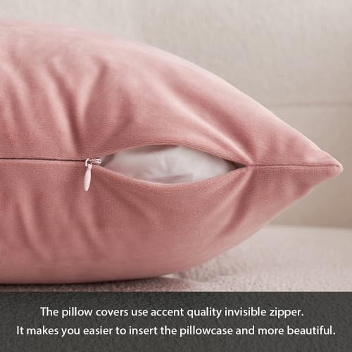 MIULEE 12x20 Inch Lumbar Velvet Throw Pillow Covers Dusty Pink - Image 3