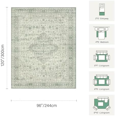 Rugxara 8x10 Area Rugs,Large Rugs for Living Room(Green) - Image 2