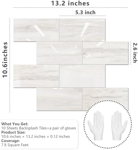 STICKGOO Subway Tile Peel and Stick Backsplash, Glossy Light Brown PVC Self Adhesive Tile Backsplash, Stick on Tile for Kitchen and Bathroom(10 Sheets) - Image 2