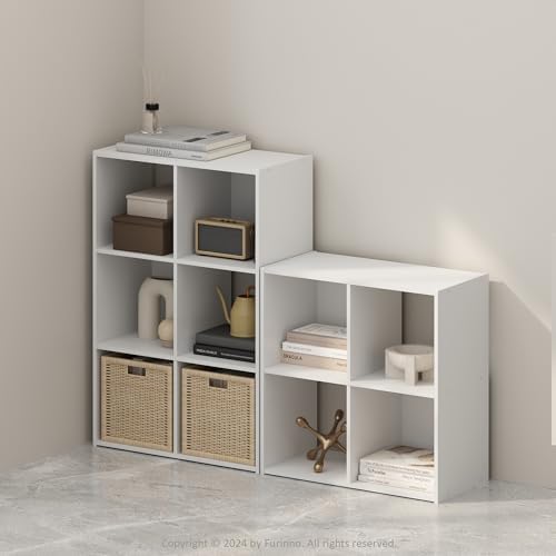 Furinno PELLI Book Shelf, 6-Cube Bookshelf, Cube Storage Organizer Bookcase, 11.7 x 23.7 x 35.4, for Living Room, Bedroom, Home Office, White - Image 2