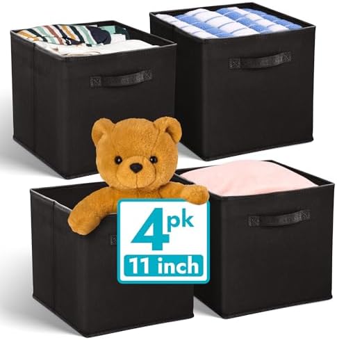 Reli. 11 Inch Cube Storage Bins (4 Pack) | Cube Organizer Bins by Reli
