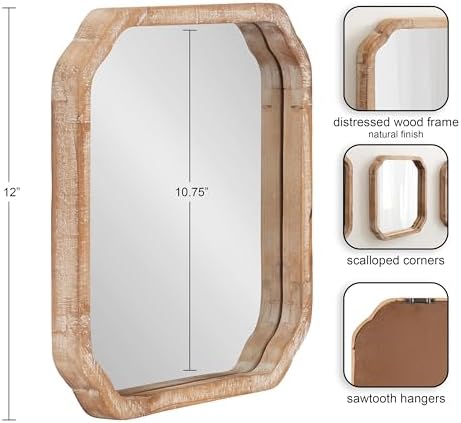 Kate and Laurel Marston Modern Wooden Square Wall Mirror Set, Set of 3, 12 x 12, Rustic Brown, Decorative Three-Piece Mirror Set for Use as Bathroom Mirror Decor or Gallery Wall Mirrors - Image 2