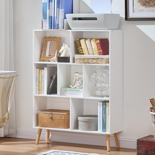 LEYAOYAO Cube Bookshelf, Mid-Century Modern Book Shelf with Legs, White by LEYAOYAO-Findtheshiningpointofyourideallife%EF%BC%81