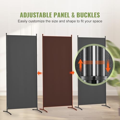 VEVOR Room Divider, 3 Panel Room Dividers and Folding Privacy Screens, Fabric Partition Room Dividers for Office, Bedroom, Dining Room, Study, Freestanding, Grey - Image 4
