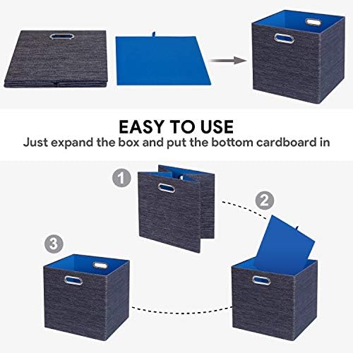 Posprica Storage Cubes,11×11 Foldable Storage Bins,Thick and Heavy duty Fabric Baskets - 4pcs,Blue - Image 2