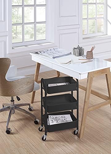 SunnyPoint 3-Tier Delicate Compact Rolling Metal Storage Organizer - Mobile Utility Cart Kitchen/Under Desk Cart with Caster Wheels - BLK (15.35" X 10.24" X 26.8"H) - Image 5