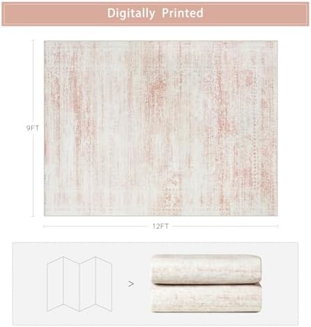 Pink Washable Rugs 9x12 Area Rugs for Living Room,Bedroom,Nursery,Carpet - Image 2