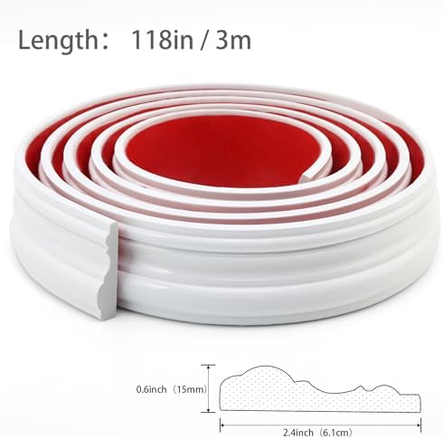 Peel and Stick Wall Molding Trim, Flexible Chair Rail Moulding Strip for Mirror Frame, Wall Protection and Home DIY Decoration (118'' x 2.4'') - Image 2