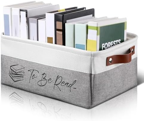Marsui 1 Pcs TBR Basket Book Storage Bin Bookish Gifts, White Gray by Marsui