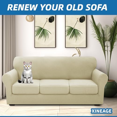 XINEAGE 4-Piece Stretch Sofa Cover, Washable Couch Covers for Dog - Image 4