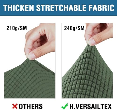 H.VERSAILTEX 4 Piece Stretch Sofa Covers for 3 Cushion Couch Covers for Living Room Furniture Slipcovers (Base Cover Plus 3 Seat Cushion Covers) Thicker Jacquard Fabric (Large Sofa, Bronze Green) - Image 3