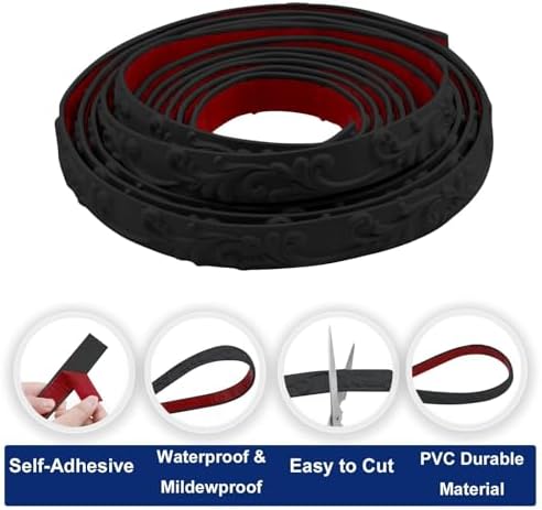 Duzzy Molding Trim Wall Trim, 16.4 Feet Self-Adhesive Flexible DIY Peel and Stick Crown Molding Ceiling Molding Suitable for Mirror Edge, TV Background Wall, Home Wall Decor (Black) - Image 6