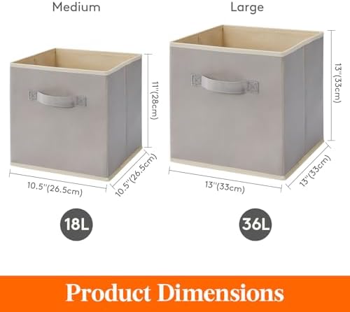 Lifewit Storage Cubes, 11 Inch Organizer Bins, 18L Light Gray, 16 Packs - Image 2