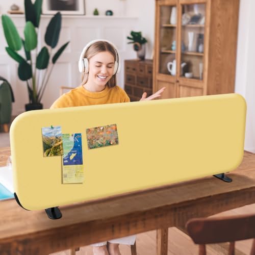 DECOLAB Free Standing Desk Divider, Table Partition 48''x18'' Butter - Image 2