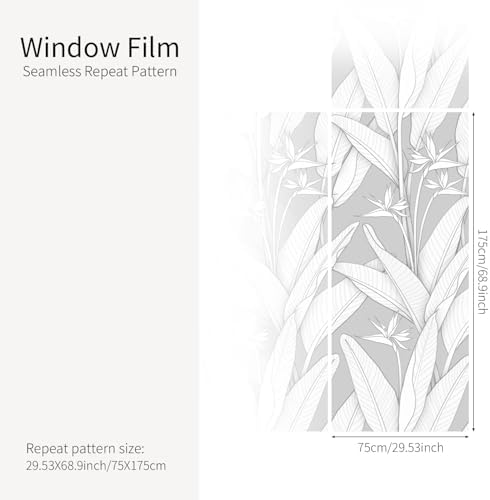 Faux 3D Tropical Bird of Paradise Frosted Privacy Window Film - Image 3