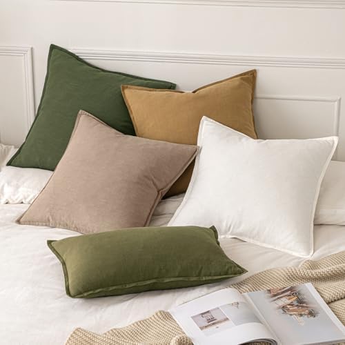 MIULEE Decorative Linen Pillow Covers 20x20 Inch Camel - Image 5