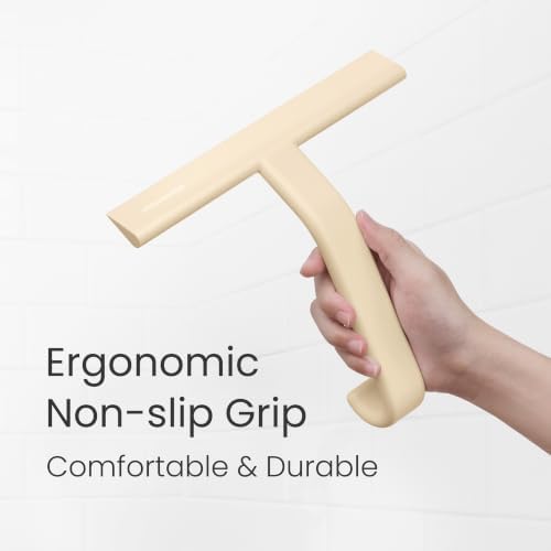 dancemoon JustHang Shower Squeegee with Built-in Hook, 10'' Sand Beige - Image 5