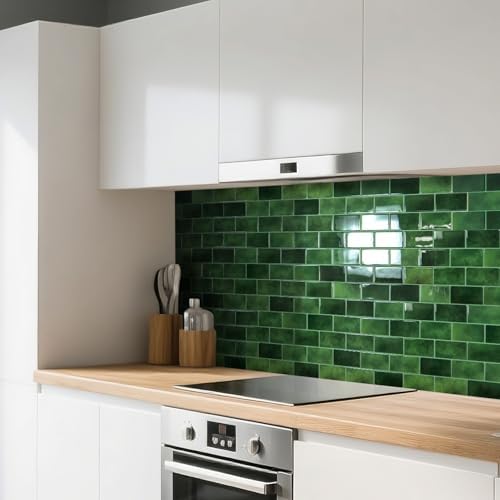 Art3d 10-Pack Subway Tiles Peel and Stick Backsplash, Green, 12 x 12 Inch - Image 2