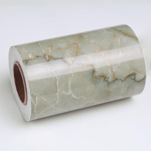 Wallercity Green Marble Wallpaper Borders 3.94''x394'' Marble Cyan Wall Border Stickers for Bedroom Kitchen Wall Decor Waterproof Self Adhesive Borders Contact Paper for Bathroom Mirror Frame Floor by Wallercity