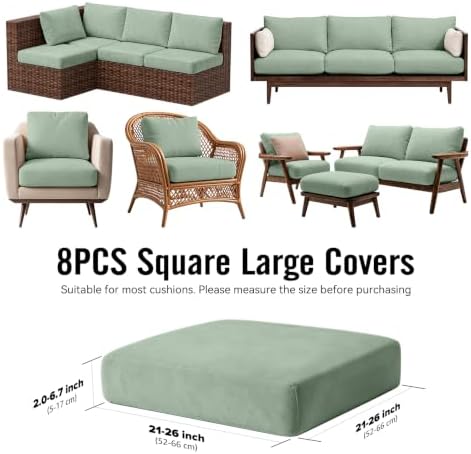 8Pcs Outdoor Cushion Covers, Stretch Patio Furniture Couch Chair Slipcovers - Image 2