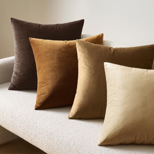 MIULEE Velvet Throw Pillow Covers 18x18 Inch Pack of 2 Chocolate Brown - Image 6