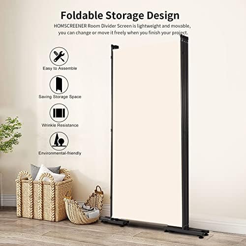 Room Divider 4 Panel Folding Privacy Screen, Round Pad Design Wall Divider - Image 3