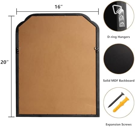 WallBeyond Wood Bathroom Mirrors for Wall Mounted, 16" x 20" Rustic Wood Frame Wall Mirrors Decorative for Living Room or Bedroom Vanity Mirror (Black) - Image 5