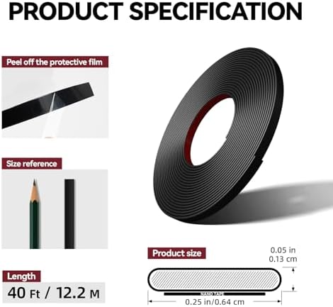 0.25in x 40Ft Peel and Stick Wall Molding Trim Matte Black - Image 4