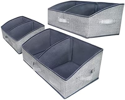 3 Packs Closet Storage Bins - Trapezoid Large Storage Box - Foldable Fabric Baskets for Organizing Clothes - Baby Toiletry, Toys, Towel, DVD, Book (Dark Grey, 20 x 11.2 x 8.3 inches) by UNAMAX