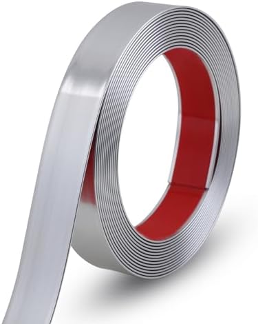 Gaahing 196.8" x 1.5" Brushed Silver Molding & Wall Trim, Flexible Peel and Stick Decorative Strip for Tile, Mirror, Ceiling, Floor, Panel, Cabinet by Getallthemoldingtrimsyoulike