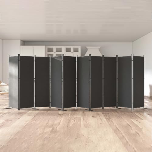 10-Panel 6 ft Tall Indoor Folding Room Divider, Dark Grey - Image 6