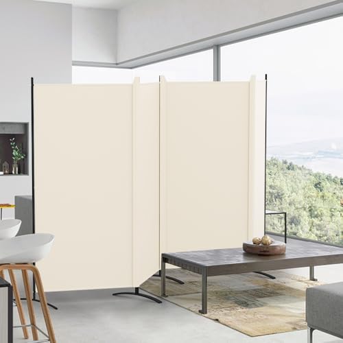 Kokorona 4 Panel Room Divider, 6FT Tall Folding Privacy Screen Wall Dividers, Portable Privacy Screen Freestanding Room Divider for Room Separation, Included - Cover Strips, Beige, 136''W x 71''H - Image 7
