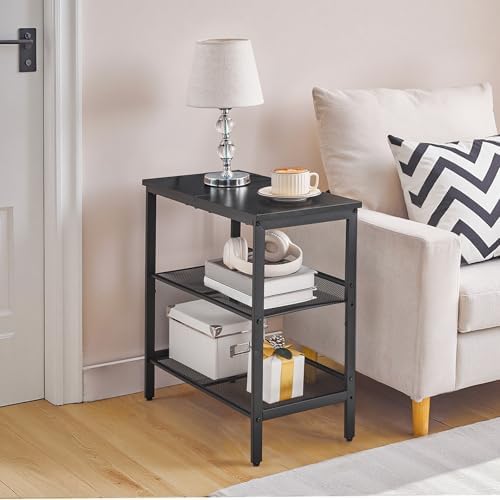 HOOBRO Black Side Table, 3-Tier Metal Side Table, Small Black Table with 2 Flat or Slant Adjustable Shelves for Small Spaces, Hallway, Living Room, Bedroom, Sturdy, Easy Assembly, Black BB23BZ01G1 - Image 2