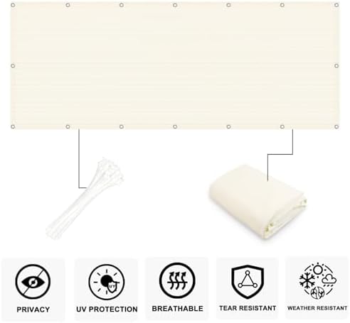 COOLBOYS Customized 3'x12' Butter Cream Balcony Privacy Screen Fence Cover - Image 2