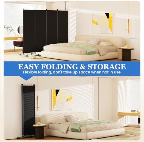 SUNALLY Room Divider Privacy Screens, 6 Panels Dividers with Wheels, Black - Image 5