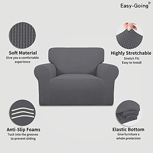 Easy-Going Stretch Oversized Chair Slipcover with Arm Washable Gray - Image 3