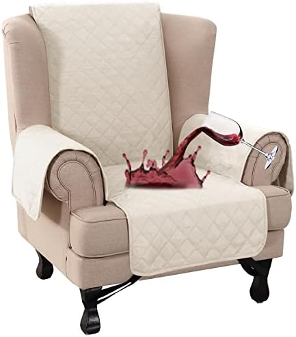 Turquoize 100% Waterproof Wing Chair Cover Wing Armchair Slipcovers, Ivory by Turquoize