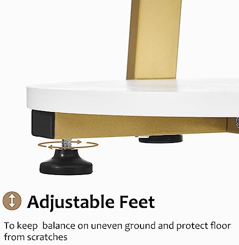 BEWISHOME Round End Table Side Table, White Gold, KTZ41M - Image 5