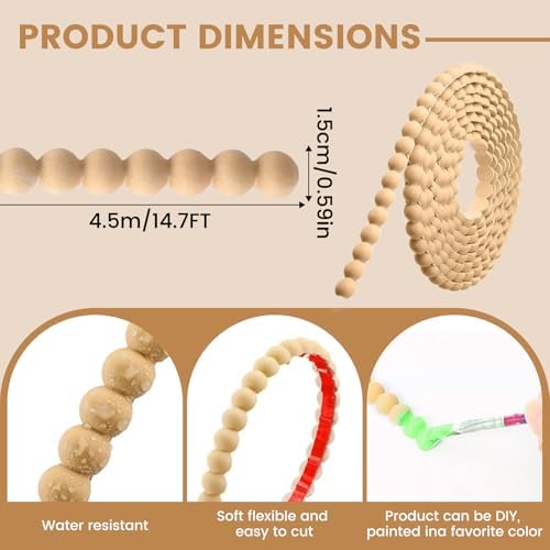 Flexible Molding Trim Peel and Stick,14.7ft Wall Molding Trim Peel and Stick Roll Flexible DIY Decorative for Bathroom Mirror Frame Border Backsplash Ceiling Cabinet TV Wall Edge(14.7ft /15 mm Wood) - Image 3
